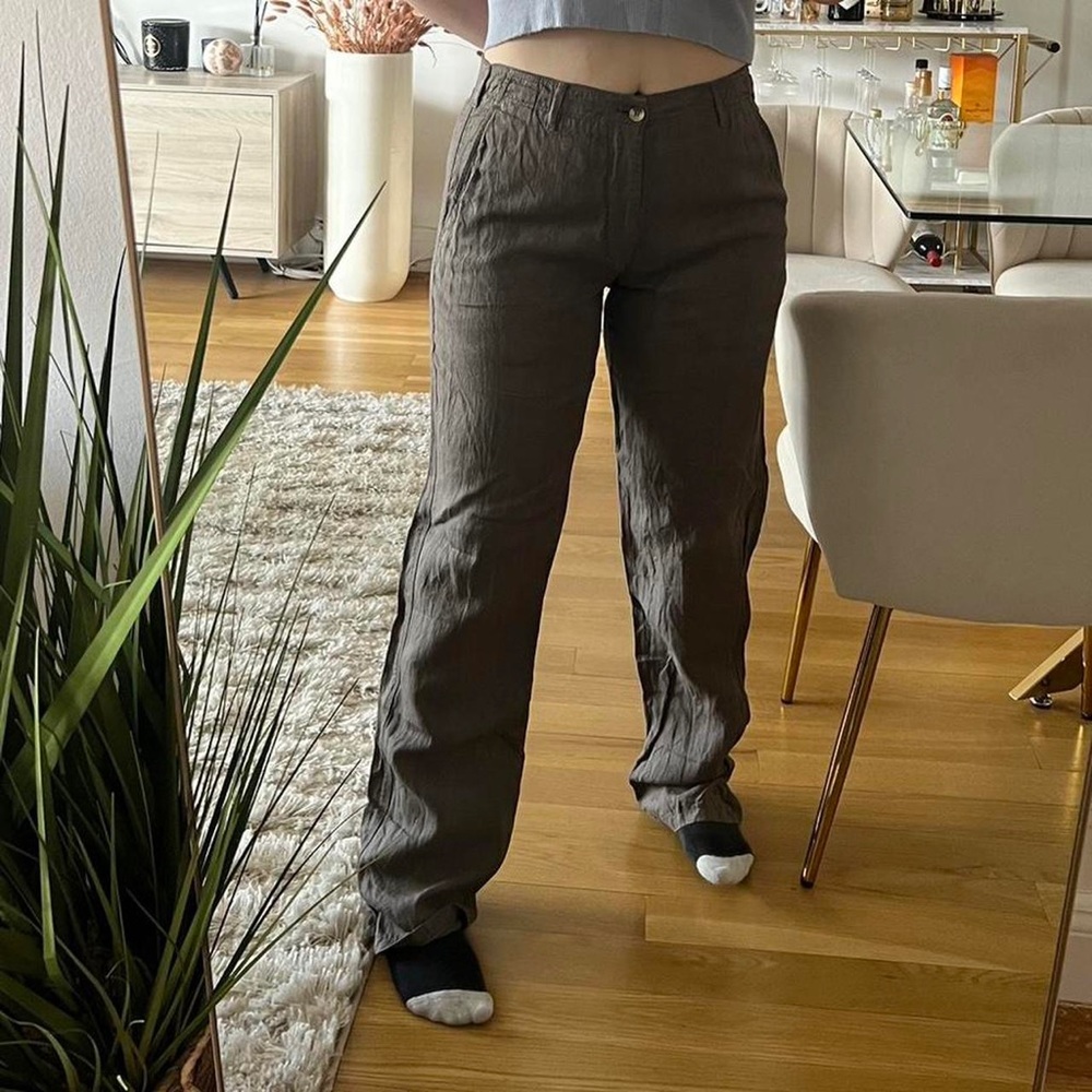vintage altona made in france brown/grey linen pants